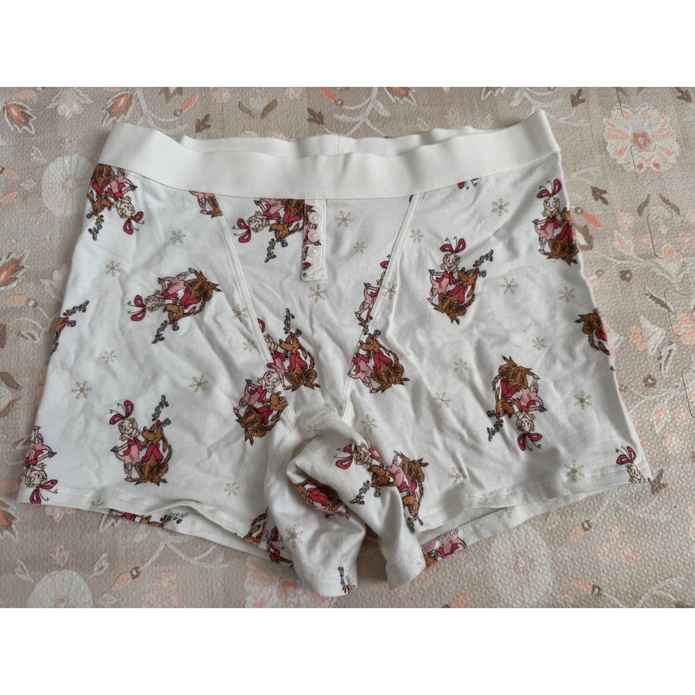 Aerie Superchill Grinch Cindy Lou Who Max Boyshort Panties White Large L Holiday